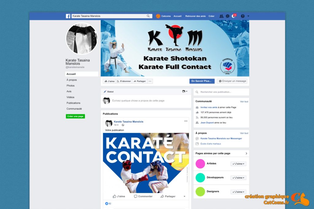 Page Facebook du club de karaté "KTM"