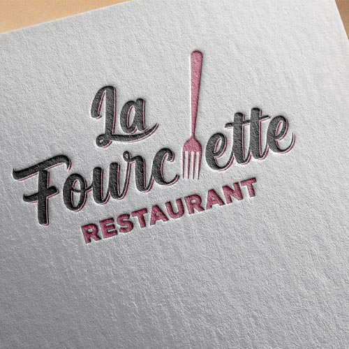 papier entête texturé logo la fourchette restaurant